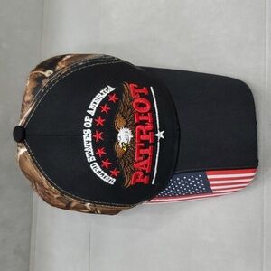 US Patriot hat black and camo American flag eagle embroidery